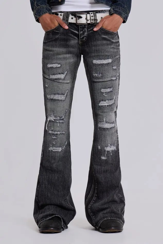 Denim Washed Black Laced Bootcut Jeans 8211 Jaded London Men