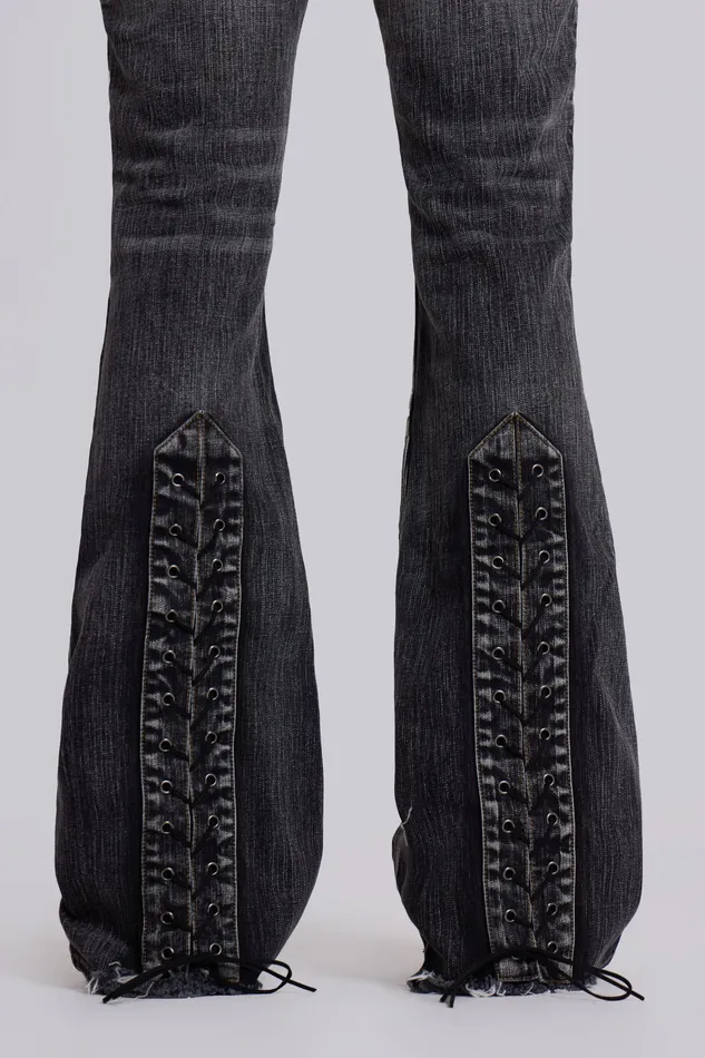 Denim Washed Black Laced Bootcut Jeans 8211 Jaded London Men