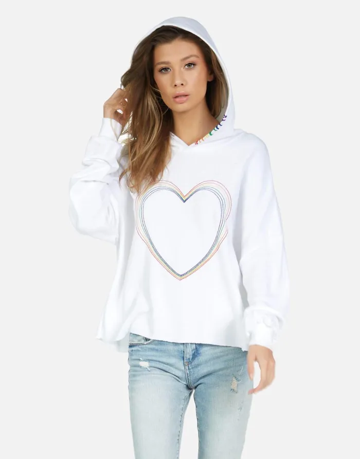 Dita Rainbow Heart White Women039s Lauren Moshi Hoodies
