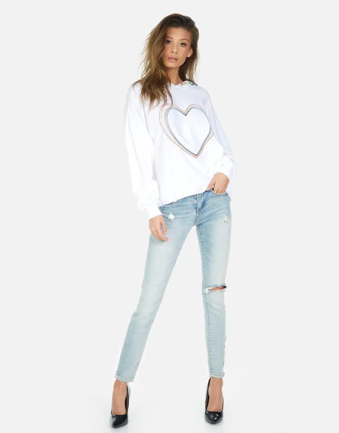 Dita Rainbow Heart White Women039s Lauren Moshi Hoodies