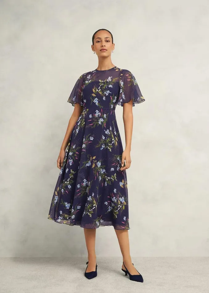 Dresses and Jumpsuits Women HOBBS Callie Midi Dress Navy Multi