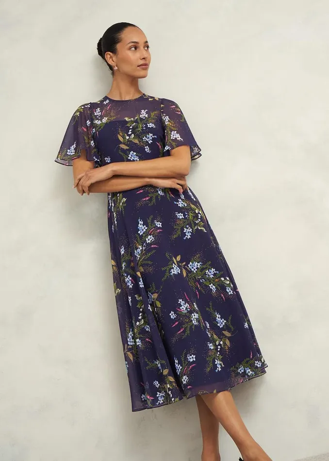 Dresses and Jumpsuits Women HOBBS Callie Midi Dress Navy Multi