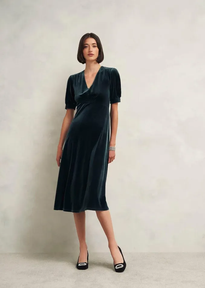 Dresses and Jumpsuits Women HOBBS Dormer Velvet Dress Evergreen