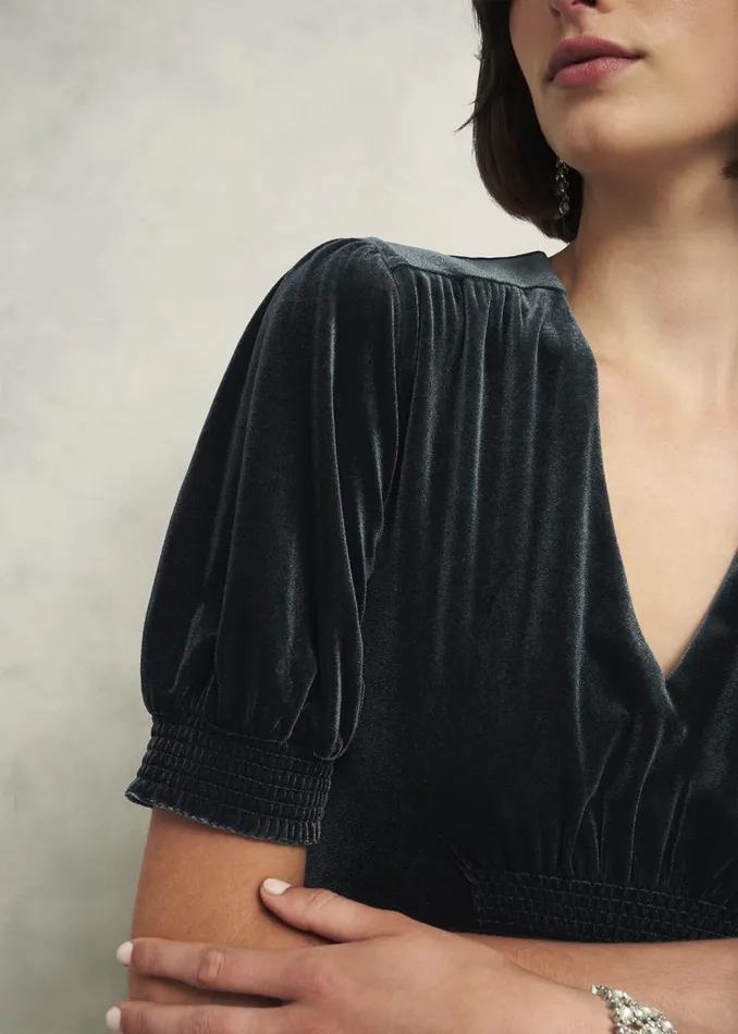 Dresses and Jumpsuits Women HOBBS Dormer Velvet Dress Evergreen