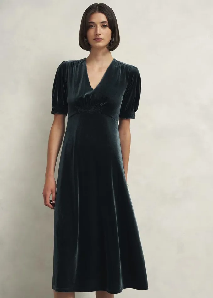 Dresses and Jumpsuits Women HOBBS Dormer Velvet Dress Evergreen