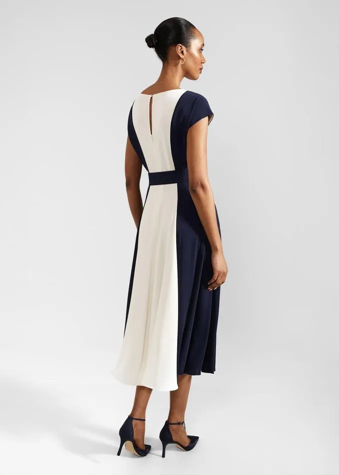Dresses and Jumpsuits Women HOBBS Emery Tie Belted Midi Dress Navy Cream