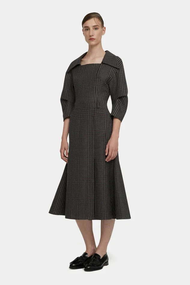 Dresses Arete Dress in Prince of Wales Check Merino Wool 8211 Emilia Wickstead Women