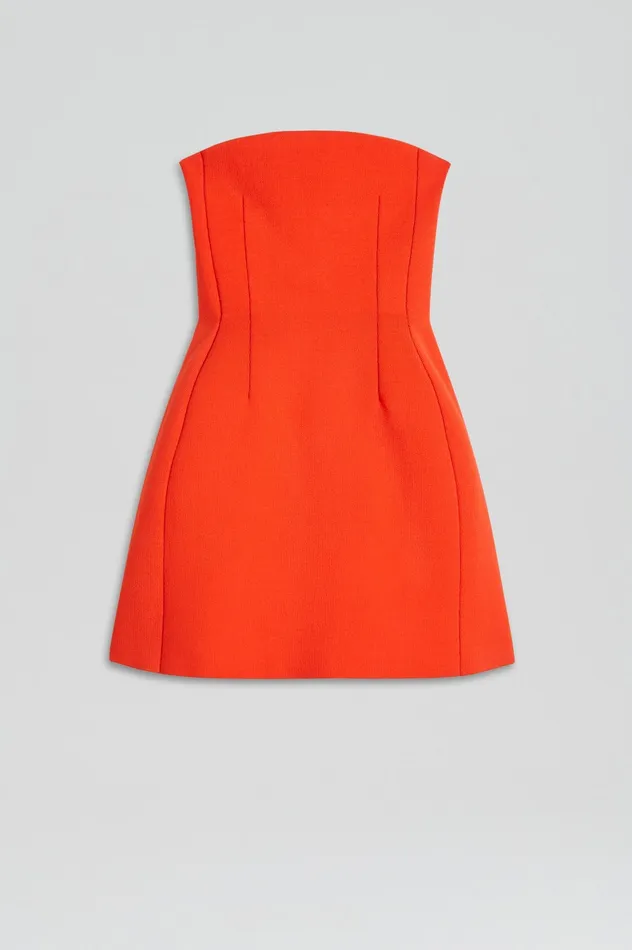 Dresses CREPE KNIT PEPLUM STRAPLESS DRESS CRAYON Scanlan Theodore Women Dresses CREPE KNIT PEPLUM STRAPLESS DRESS CRAYON Scanlan Theodore Women