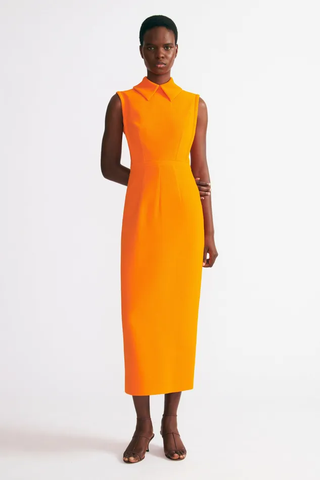 Dresses Emilia Wickstead Women Miles Dress In Hot Orange Double Crepe
