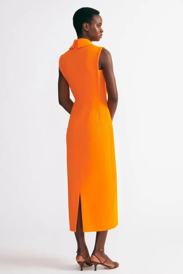 Dresses Emilia Wickstead Women Miles Dress In Hot Orange Double Crepe