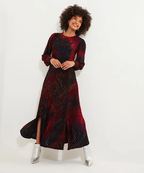 Dresses Rita Striking Devore Dress Burnt Orange Joebrowns Apparel