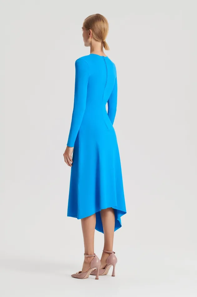 Dresses Scanlan Theodore Women CREPE KNIT DRAPE GATHER DRESS SAPPHIRE