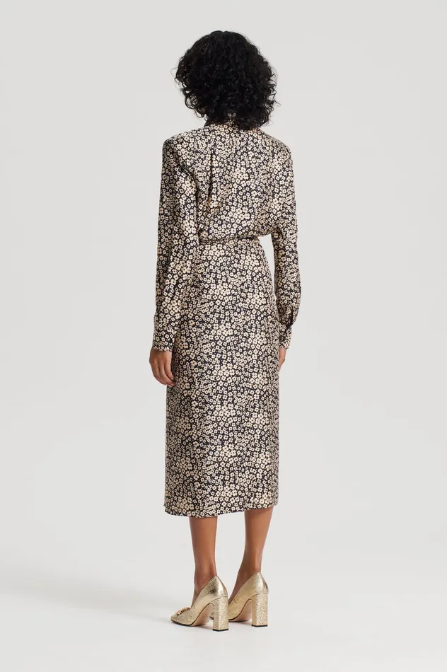 Dresses Scanlan Theodore Women SILK FLORAL WRAP DRESS NAVY Dresses Scanlan Theodore Women SILK FLORAL WRAP DRESS NAVY