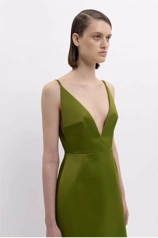 Dresses Vero Dress In Olive Green Doppio Satin 8211 Emilia Wickstead Women Dresses Vero Dress In Olive Green Doppio Satin 8211 Emilia Wickstead Women