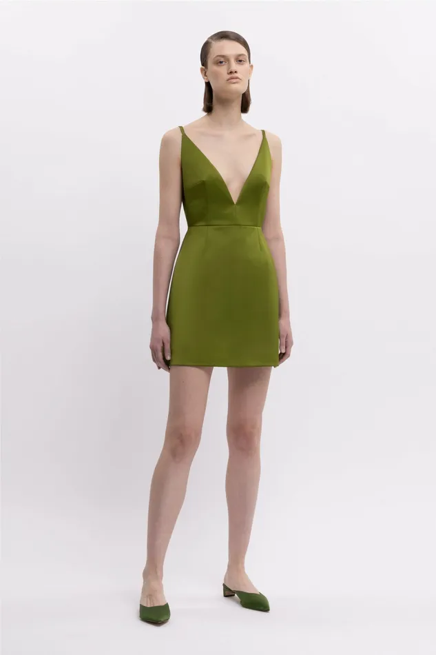 Dresses Vero Dress In Olive Green Doppio Satin 8211 Emilia Wickstead Women Dresses Vero Dress In Olive Green Doppio Satin 8211 Emilia Wickstead Women