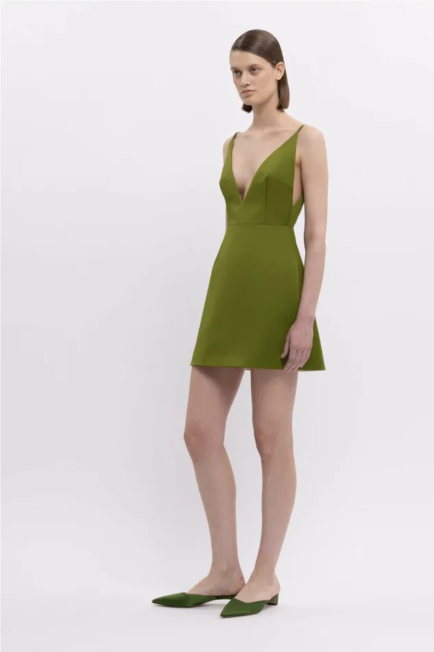 Dresses Vero Dress In Olive Green Doppio Satin 8211 Emilia Wickstead Women Dresses Vero Dress In Olive Green Doppio Satin 8211 Emilia Wickstead Women