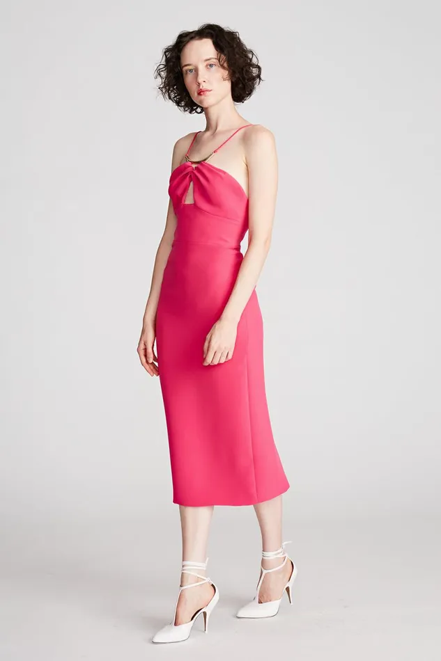 Dresses Women Halston Adrina Dress In Stretch Crepe Magenta