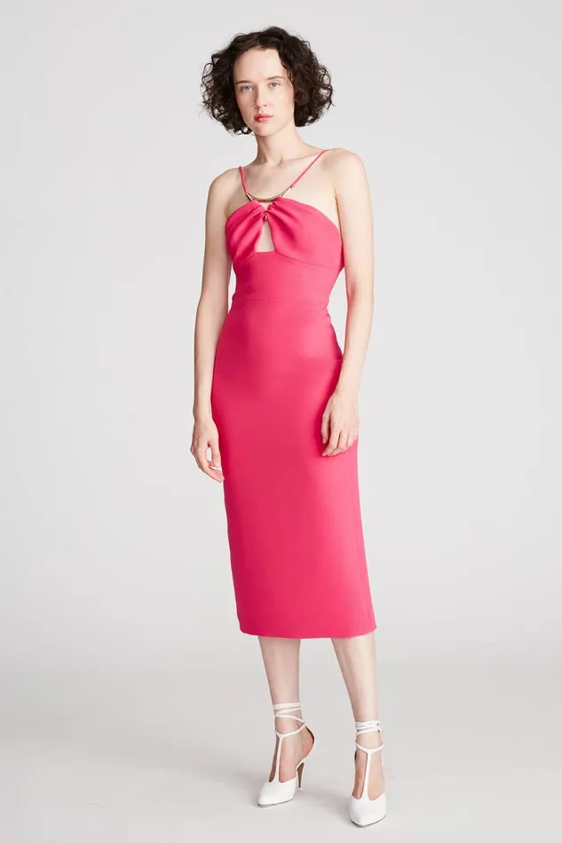 Dresses Women Halston Adrina Dress In Stretch Crepe Magenta
