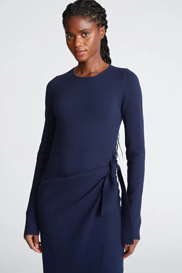 Dresses Women Halston Anok Dress In Matte Viscose Navy