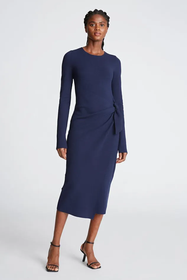 Dresses Women Halston Anok Dress In Matte Viscose Navy