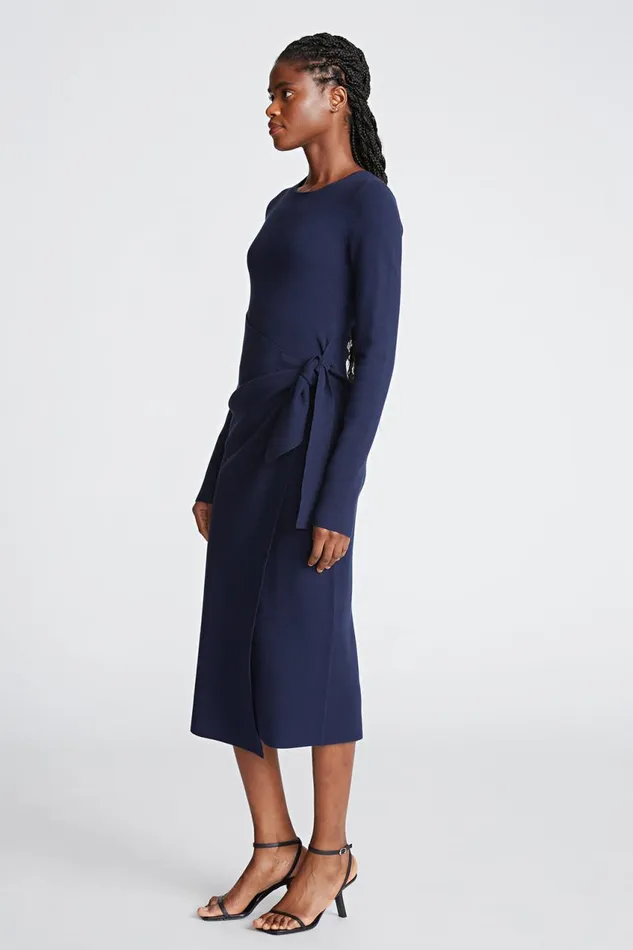 Dresses Women Halston Anok Dress In Matte Viscose Navy