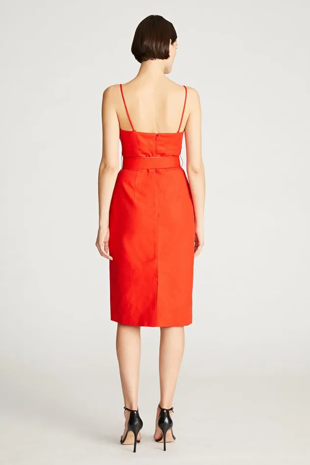 Dresses Women Halston Aryelle Dress In Linen Suiting Cayenne