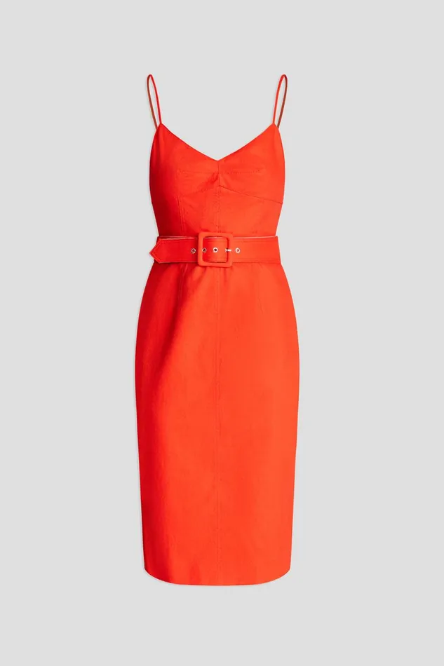 Dresses Women Halston Aryelle Dress In Linen Suiting Cayenne