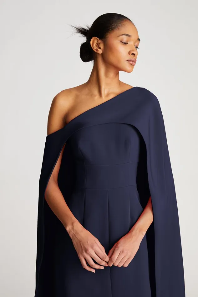Dresses Women Halston Elycia Gown In Stretch Crepe Navy
