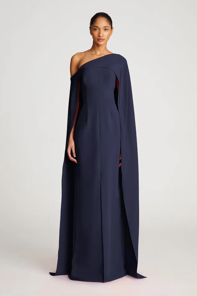 Dresses Women Halston Elycia Gown In Stretch Crepe Navy