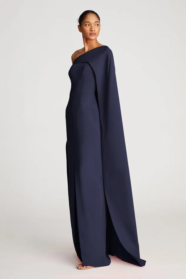 Dresses Women Halston Elycia Gown In Stretch Crepe Navy