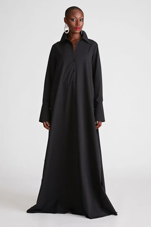 Dresses Women Halston Imari Gown In Poplin Black