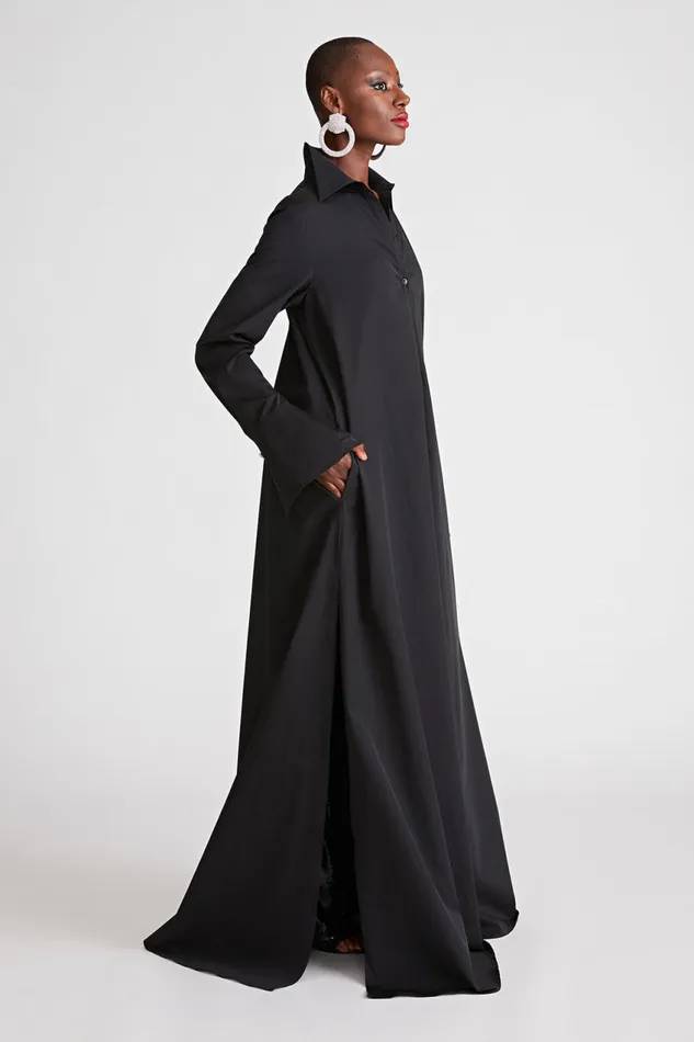 Dresses Women Halston Imari Gown In Poplin Black