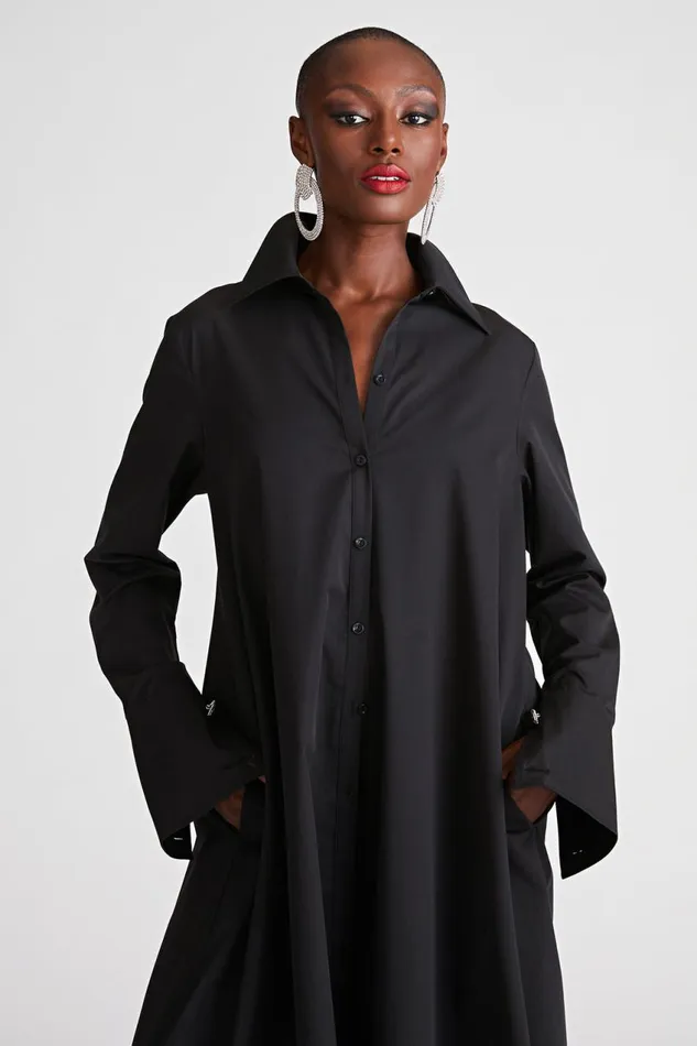 Dresses Women Halston Imari Gown In Poplin Black