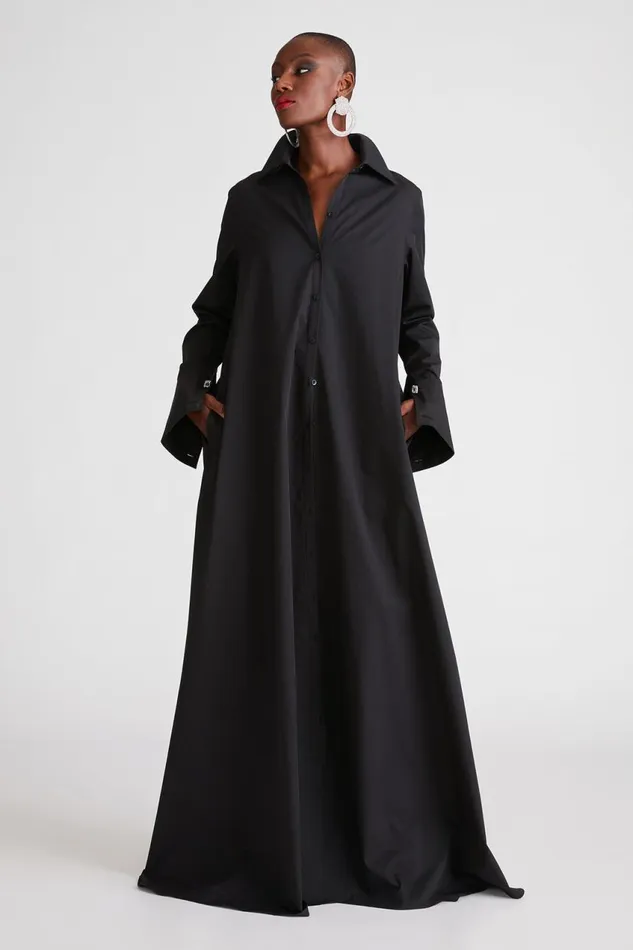 Dresses Women Halston Imari Gown In Poplin Black