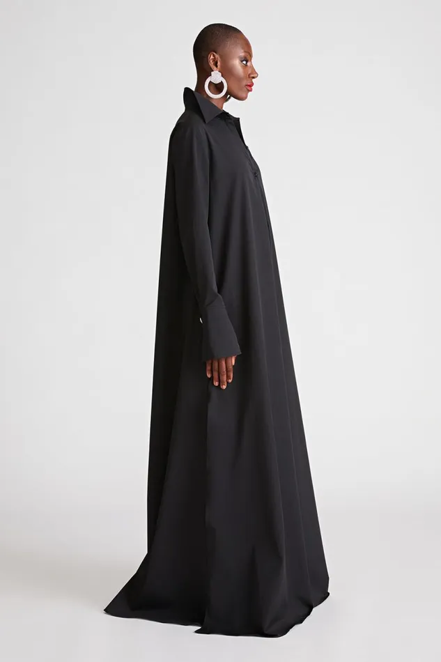 Dresses Women Halston Imari Gown In Poplin Black