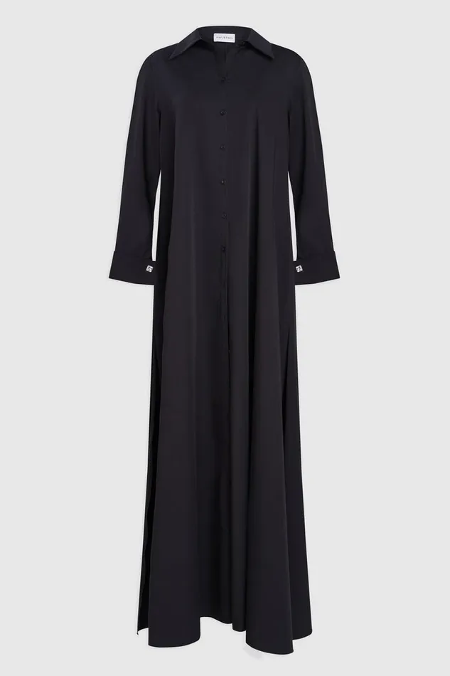 Dresses Women Halston Imari Gown In Poplin Black