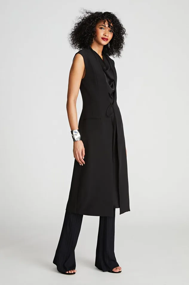 Dresses Women Halston Jacklyn Dress In Crepe and Satin Black