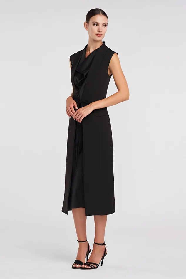 Dresses Women Halston Jacklyn Dress In Crepe and Satin Black