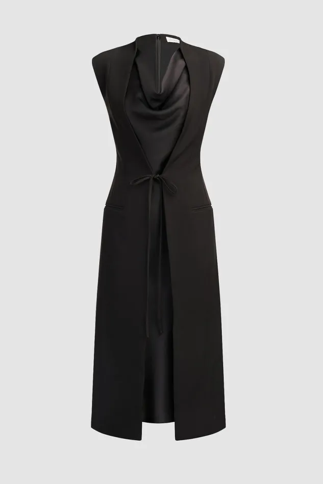 Dresses Women Halston Jacklyn Dress In Crepe and Satin Black