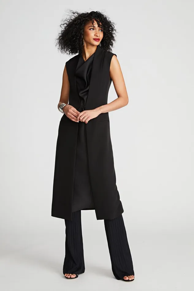 Dresses Women Halston Jacklyn Dress In Crepe and Satin Black
