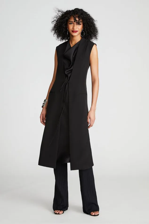 Dresses Women Halston Jacklyn Dress In Crepe and Satin Black