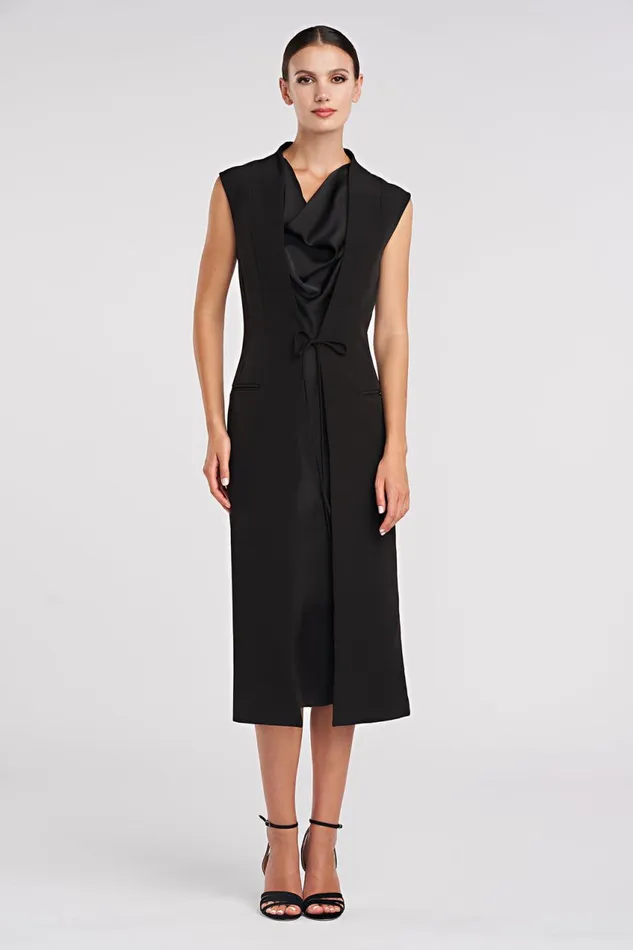 Dresses Women Halston Jacklyn Dress In Crepe and Satin Black