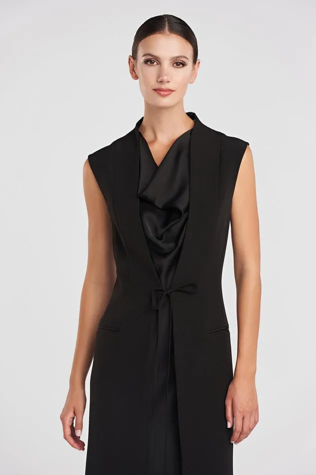Dresses Women Halston Jacklyn Dress In Crepe and Satin Black