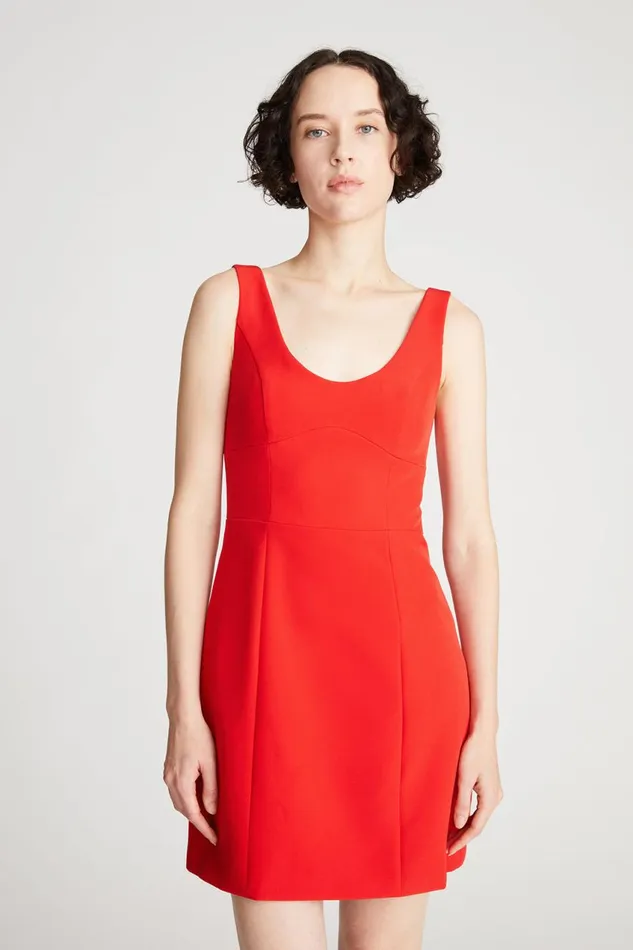 Dresses Women Halston Larisa Dress In Stretch Crepe Lipstick Red