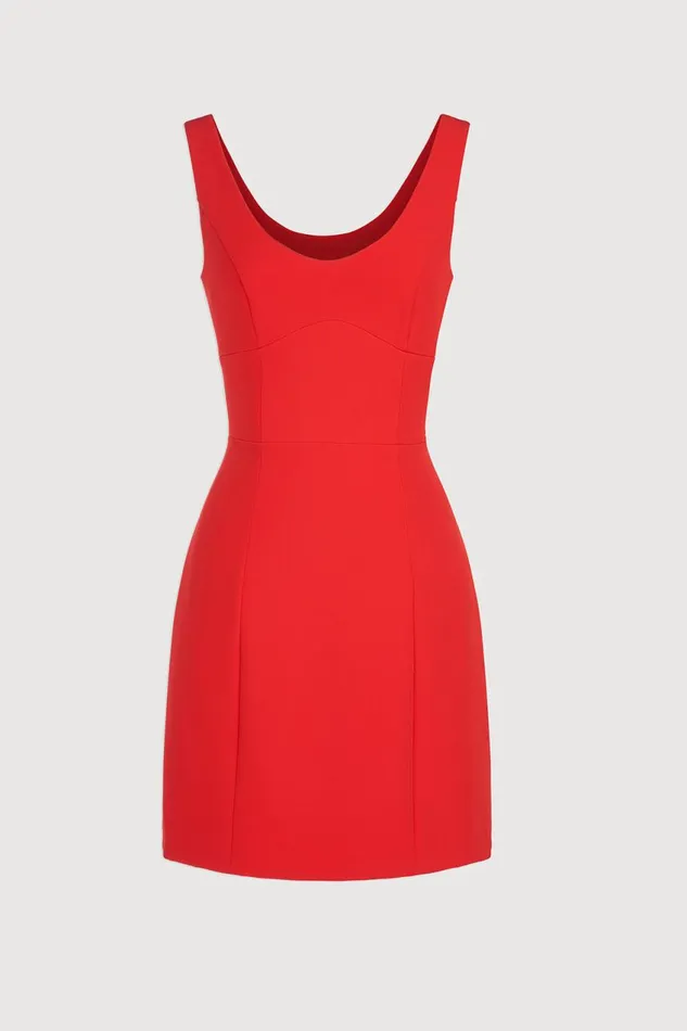 Dresses Women Halston Larisa Dress In Stretch Crepe Lipstick Red