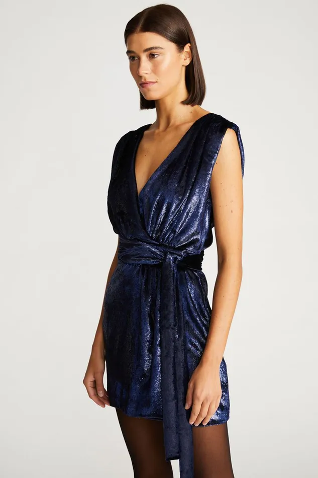 Dresses Women Halston Lennox Dress In Velvet Navy