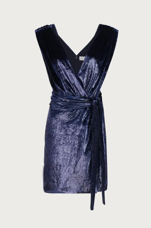 Dresses Women Halston Lennox Dress In Velvet Navy