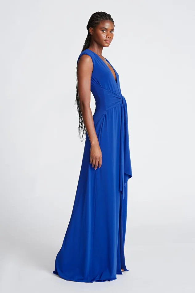 Dresses Women Halston Luciana Gown In Stretch Jersey Lapis