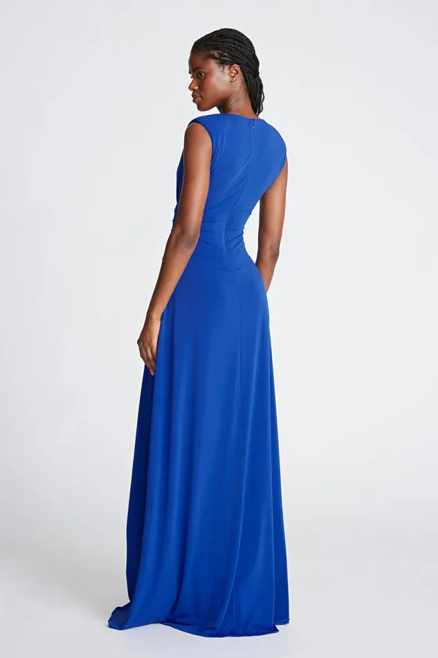 Dresses Women Halston Luciana Gown In Stretch Jersey Lapis Dresses Women Halston Luciana Gown In Stretch Jersey Lapis