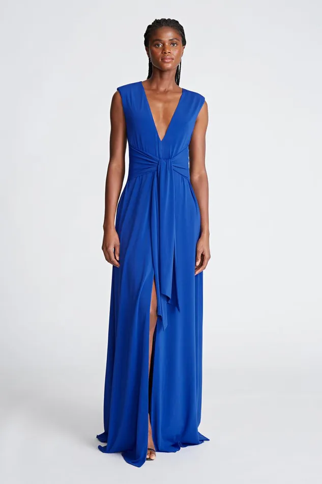 Dresses Women Halston Luciana Gown In Stretch Jersey Lapis Dresses Women Halston Luciana Gown In Stretch Jersey Lapis
